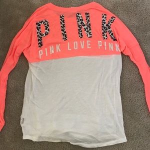 PINK Sparkly Back Long Sleeve Tshirt